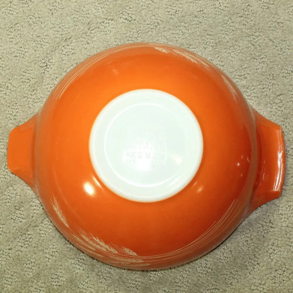 Complete Set of 4 Vtg Pyrex Harvest Wheat Red Orange 441-444 Cinderella Mixing